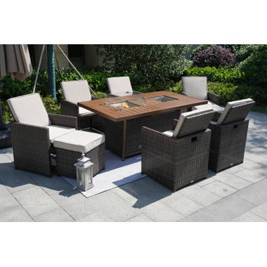 Rattan cube garden furniture with parasol hole hot sale